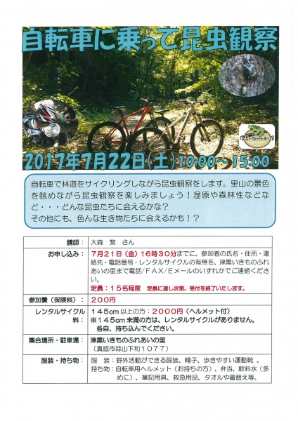 自転車昆虫観察